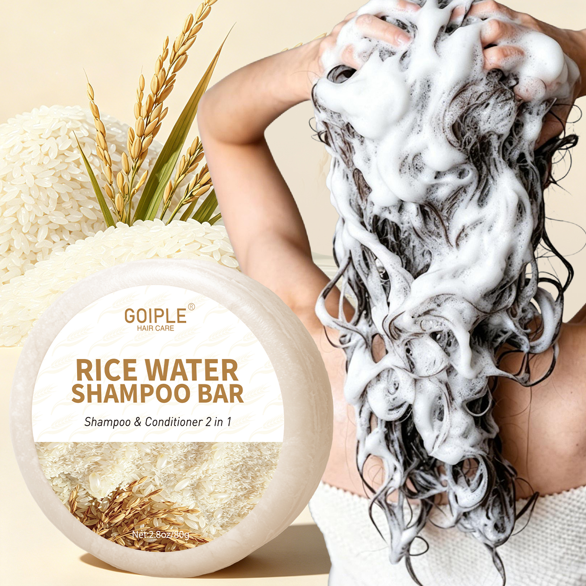 Hair Care With Rice Water - Natural Rice Water Shampoo Bar Cleansing