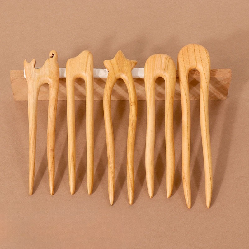 Hair Care Ingredients - Peach Wood U-shaped Hairpin Ancient Style