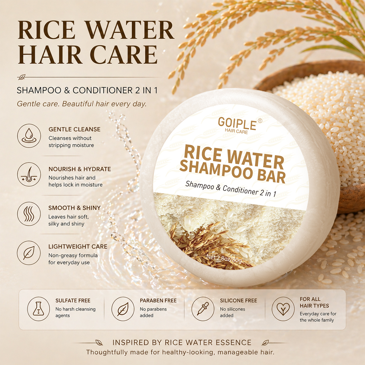 Natural Rice Water Shampoo Bar – Hair Care With Rice Water Bewertung und Preis