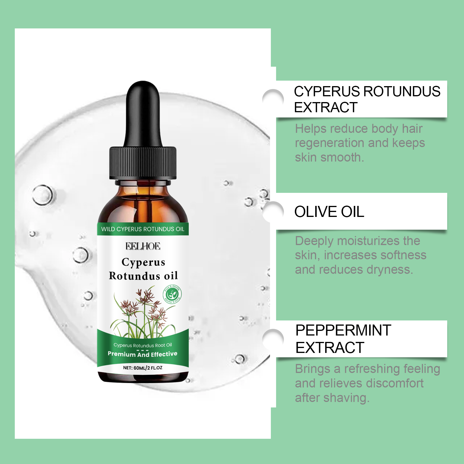 TITOK HOT 60ml Cyperus Rotundu – Hair Care Olive Oil Bewertung und Preis