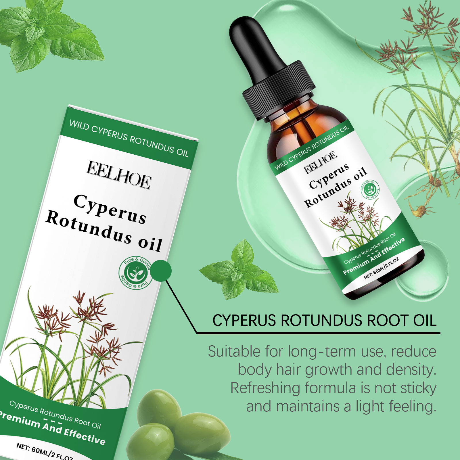TITOK HOT 60ml Cyperus Rotundu – Hair Care Olive Oil Bewertung und Preis